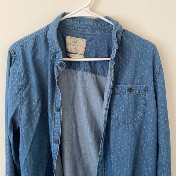 Faux Denim Cotton On Button Down - Picture 1 of 7